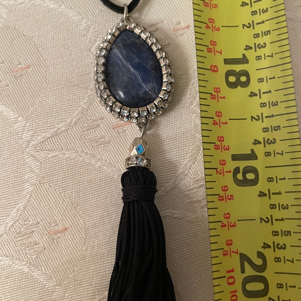 White House Black market long cord tassel necklace Bluestone. $12 - Picture 2 of 5